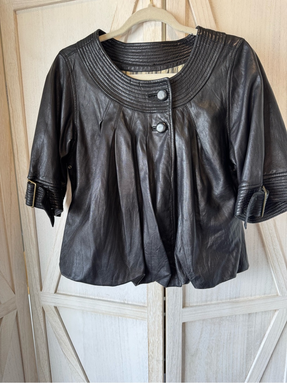 Mike & Chris Black Short-Sleeve Leather Jacket 90’s Y2K Gilmore girls